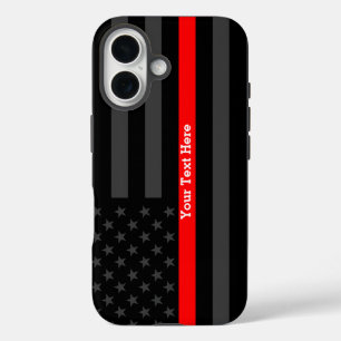 Eine dünne rote Linie USA-Flagge personalisiert iPhone 16 Hülle