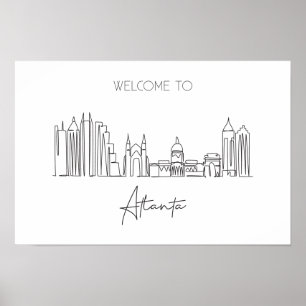 Eine durchgehende Linie Zeichne Atlanta Skyline Poster