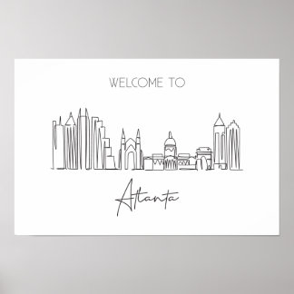 Eine durchgehende Linie Zeichne Atlanta Skyline Poster