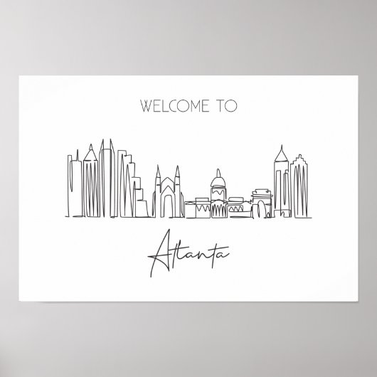 Eine durchgehende Linie Zeichne Atlanta Skyline Poster (Vorne)