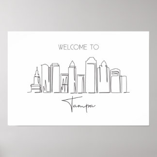 Eine durchgehende Linie Zeichnend Tampa Skyline Poster