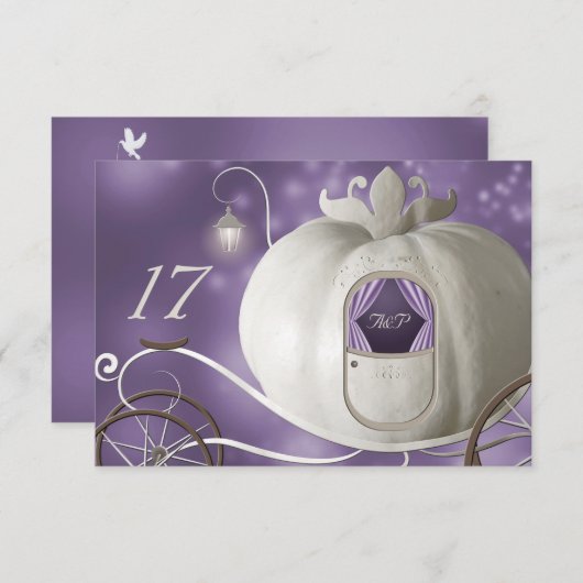 Eine echte Märchen-Hochzeitskarte Lila Einladung (Vorne/Hinten)