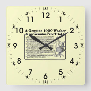 Eine echte Waschmaschinen-Wanduhr von 1900 Quadratische Wanduhr