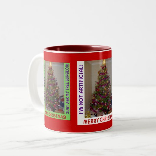 Eine echte Weihnachtsbaum-Tasse Zweifarbige Tasse (Vorderseite Links)