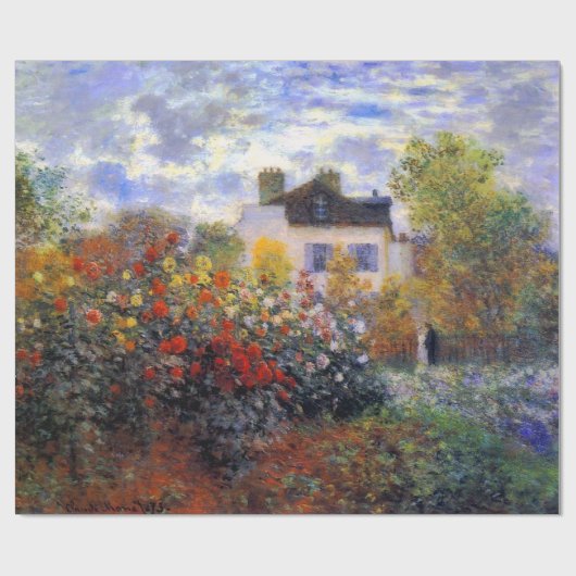 Eine Ecke des Gartens mit Dahlias Claude Monet Geschenkpapier (Flach)