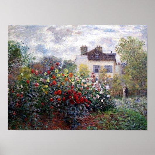 Eine Ecke des Gartens mit Dahlias von Monet Print Poster (Vorne)