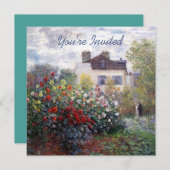 Eine Ecke des Gartens mit Dahlie-Haus-Erwärmung Einladung (Vorne/Hinten)