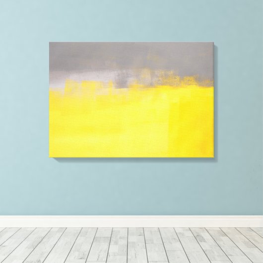 "Eine einfache Abstrakte" graue und gelbe Kunst Leinwanddruck (Insitu (Holzboden))