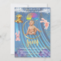 Eine einfache blaue Einladung.