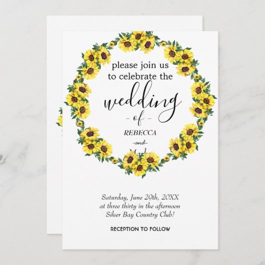 Eine einfache Einladung mit weißen Blumen für Sie (Vorne/Hinten)