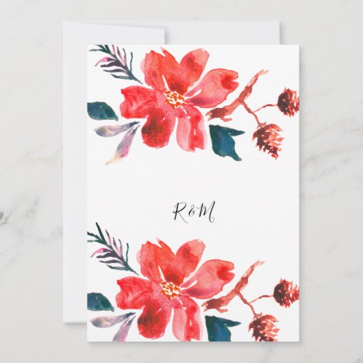 Eine einfache Einladung mit weißer Blüte (Rückseite)