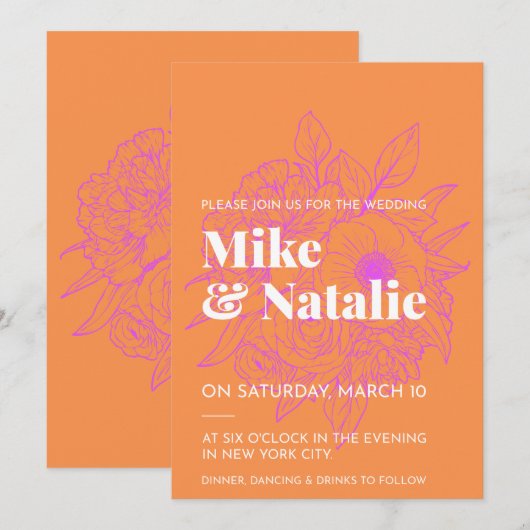 Eine einfache Einladungs-Karte für Blume Einladung (Vorne/Hinten)