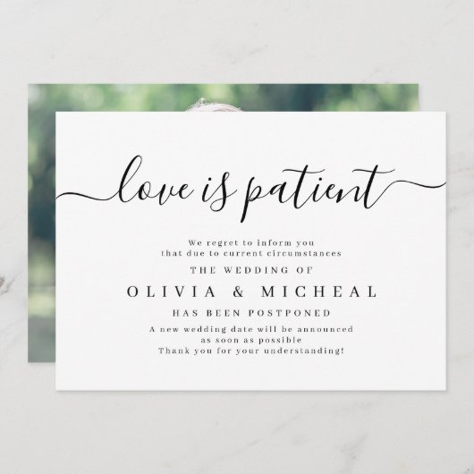 Eine einfache, elegante Script-Liebe ist der Aufsc Einladung (Vorne/Hinten)