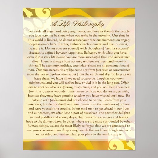 Eine einfache Lebensphilosophie Poster (Vorne)