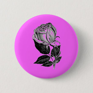 Eine einfache Rose... Illustration B&W Button