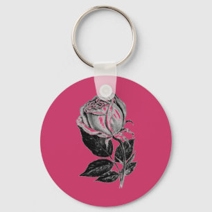 Eine einfache Rose... Illustration B&W Schlüsselanhänger
