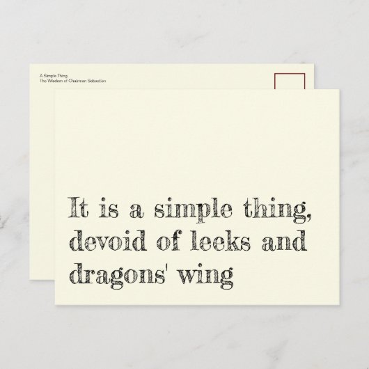 Eine einfache Sache Postkarte (Vorne/Hinten)