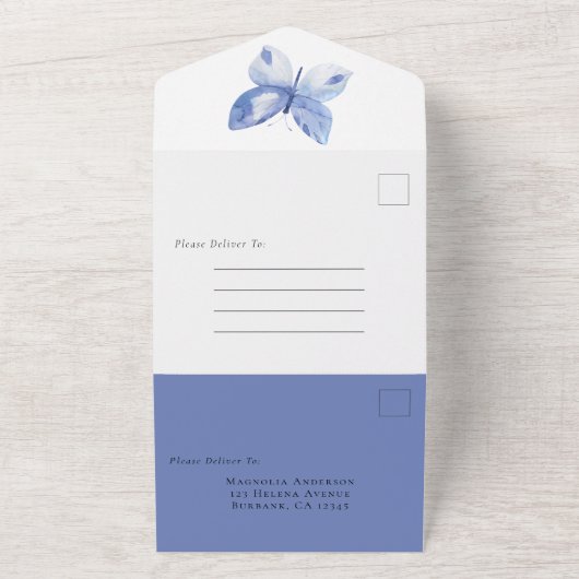 Eine einfache Schmetterlingsfeier des Lebens All In One Einladung (Außenbereich)