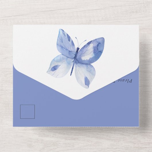 Eine einfache Schmetterlingsfeier des Lebens All In One Einladung (Rückseite)