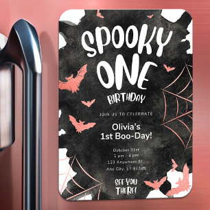 Eine Einladung Halloween Geburtstag rosa Fledermäu Magnet