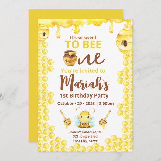 Eine Einladung Süße zu Biene (Vorne/Hinten)