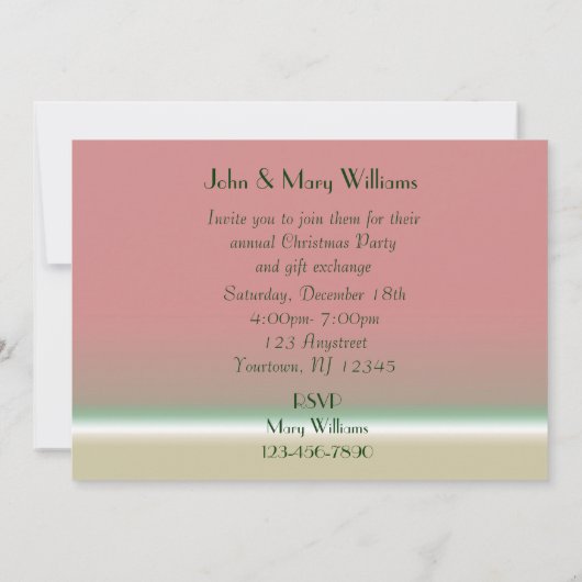 Eine Einladungskarte für Feiertage Einladung (Rückseite)