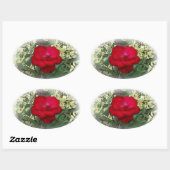 Eine einsame Rose Ovaler Aufkleber (Blatt)
