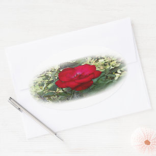 Eine einsame Rose Ovaler Aufkleber