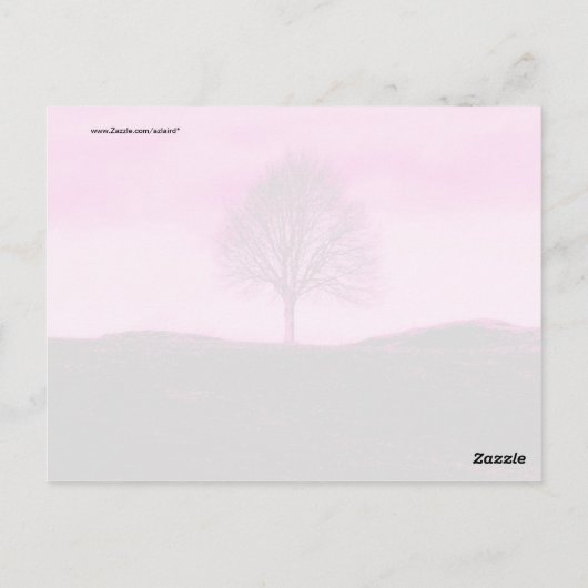 Eine einsame Silhouette heiß rosa Landschaft Postkarte (Rückseite)