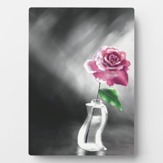 Eine einzelne Rose Fotoplatte (Vorderseite)