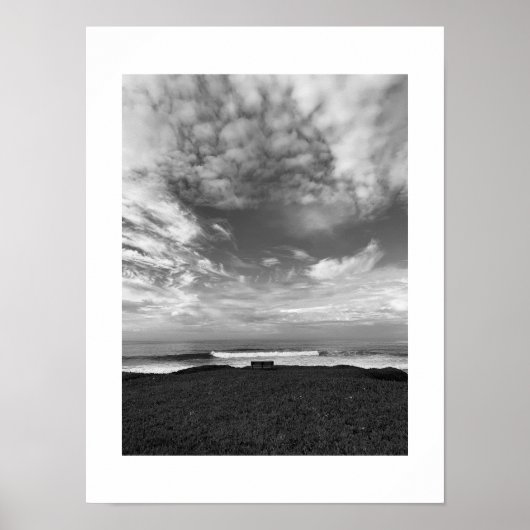 Eine einzige Bank Schwarz-Weiß-Fotografie Poster (Vorne)