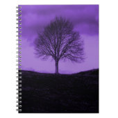 Eine einzige Baum-Silhouette-lila Natur-Landschaft Notizblock (Vorderseite)