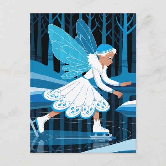 Eine Eisfee mit blauen Flügeln Postkarte (Vorderseite)