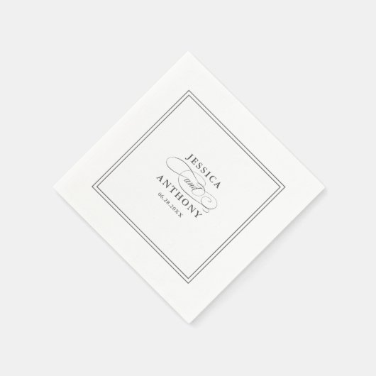 Eine elegante Affäre mit Hochzeiten Schnörkel Serviette (Ecke)