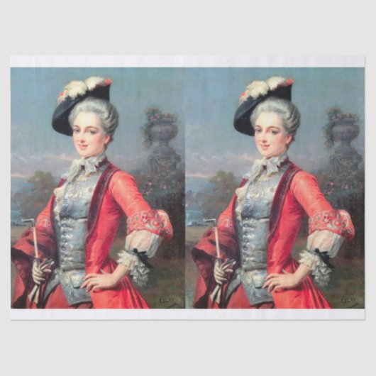 Eine elegante Dame des 18. Jahrhundertsfür Seidenpapier (Vorderseite)