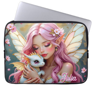 Eine elegante Fee und ihr Baby-Drache Personalisie Laptopschutzhülle