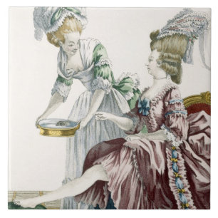Eine elegante Frau, die ihre Füße wäscht, Fliese