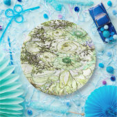 Eine elegante grüne Farbe klassisches Designpapier Pappteller (Party)