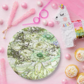 Eine elegante grüne Farbe klassisches Designpapier Pappteller (Party)