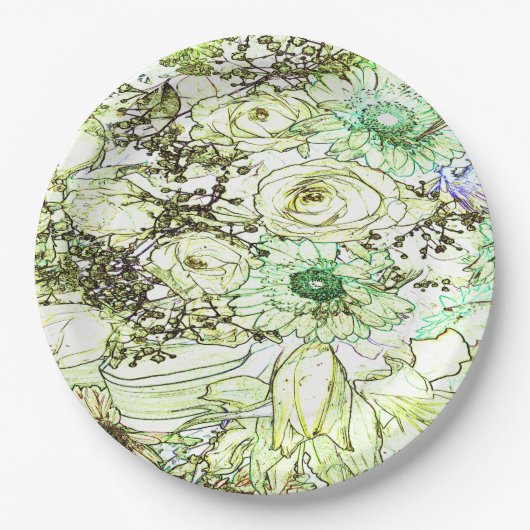 Eine elegante grüne Farbe klassisches Designpapier Pappteller (Vorderseite)