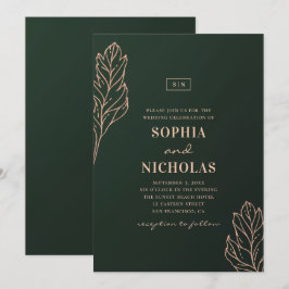 Eine elegante Hochzeit in Grün und Gold. Emerald b Einladung