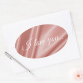 Eine elegante Korallenseidenstruktur. I Liebe Sie. Ovaler Aufkleber (Umschlag)