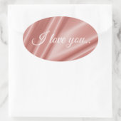 Eine elegante Korallenseidenstruktur. I Liebe Sie. Ovaler Aufkleber (Tasche)