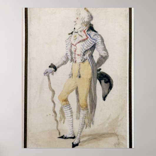 Eine elegante männliche Abbildung, 1793 (Bleistift Poster (Vorne)