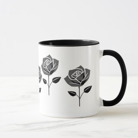 Eine elegante schwarze Rose. Tasse (Rechts)