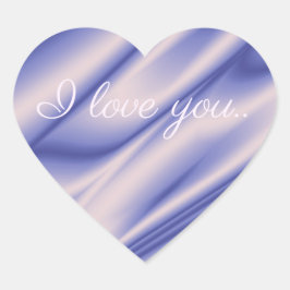 Eine elegante violette Seidenstruktur .I Liebe. Herz-Aufkleber