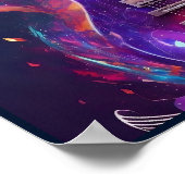 Eine elektrische Gitarre mit musikalischen Noten Poster (Ecke)