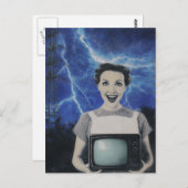 Eine elektrisierende Frau im Retro Postkarte (Vorne/Hinten)