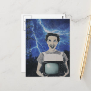 Eine elektrisierende Frau im Retro Postkarte