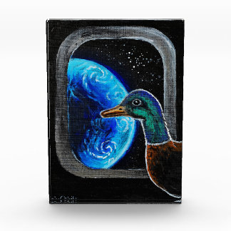 Eine Ente, die ins Weltall geschickt wurde Fotoblock